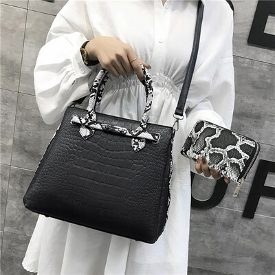 

Tailored Fashion Women Wild Crocodile Pattern Crossbody Handbag Shoulder Bag 2Pcs