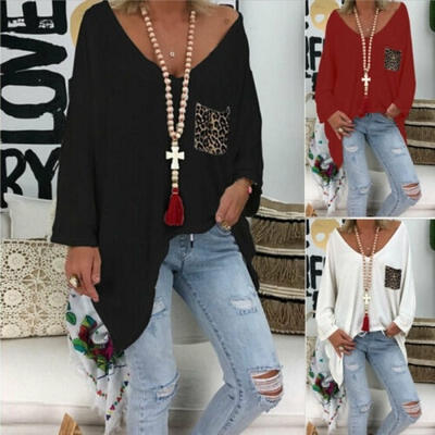 

Women&39s Fashion Ladies Summer Loose V Neck Tops Long Sleeve T-Shirt Casual Blouse