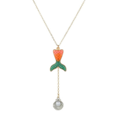 

Summer Sea Shell Pendants&Necklace For Women Orange Color Necklace New Trendy Jewelry Female Handmade Necklace Girls Gifts