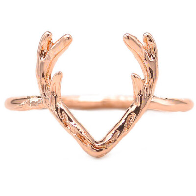 

Vintage Elk Antlers Finger Ring Silver Black Color Cute Animal Shape Rings For Women Girl Nice Jewelry Gift