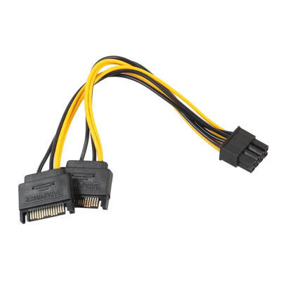 

Dual 15Pin SATA Male To PCIe 8Pin62 Male Video Card Power Cable