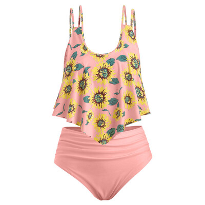 

Roseonmyhand Women Two Pieces Bathing Suits Top Ruffled With High Waisted Bottom Bikini Set