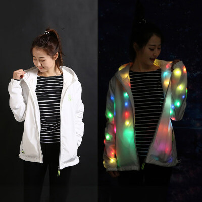 

LED Luminous Coat Women Men Dance Show Nightclub Clothes Hoodie Stage Costume