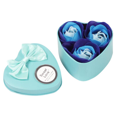 

Gobestart 3Pcs Heart Scented Bath Body Petal Rose Flower Soap Wedding Decoration Gift Blue
