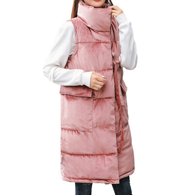 

Toponeto Womens Solid Warm Stand Collar Jacket Slim Button Winter Parka Outwear Coat Vest