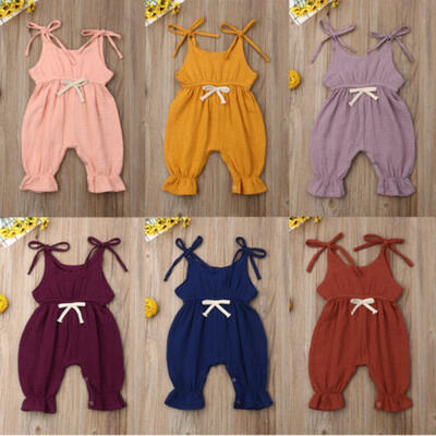 

US Stock Newborn Baby Girls Infant Summer Strap Romper Jumpsuit Outfits Clothes