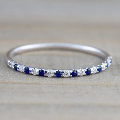 

Simple Wedding Engagement Band Thin Ring Fashion Cubic Zirconia Rings For Women Blue Crystal Fashion Jewelry