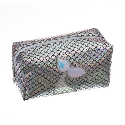 

Laser Fish Scale Makeup Bags Women Cosmetics Storage Pouch Leather Clutch