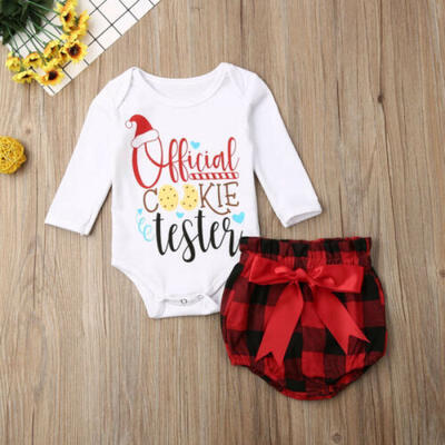 

UK Newborn Baby Girl Christmas Clothes Jumpsuit Romper BodysuitPlaids Pants Set
