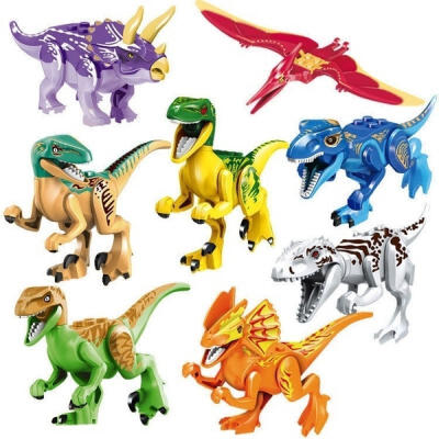 

8pcs Dinosaur Rex Tyrannosaurus Jurassic World 8 Minifigures Building Brick Action Figure Toy