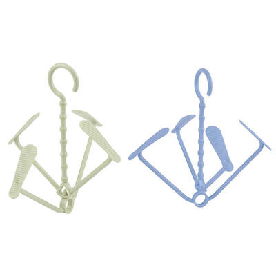 

Plastic 4 Hooks Shoes Hanging Drying Rotary Rack Stand Hanger Random
