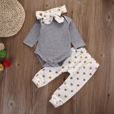 

1Set Newborn Baby Boys Girls Deer Tops Romper Pants Hat 3PCS Outfits Clothes