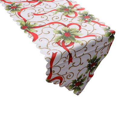 

Tailored Decorative Christmas Santa Claus Tapestry Poinsettia Table Runner 14x71 Inch