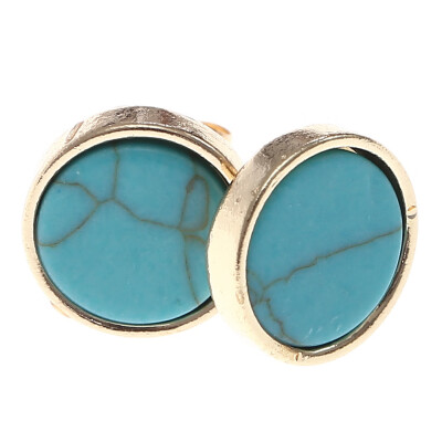 

Practical Round Turquoise Earrings Korean Style Simple Geometric Earrings Retro Women Natural Stone Stud Earring Accessories Gift