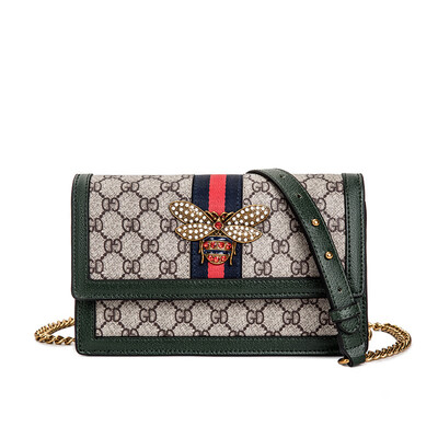 

2019 new Korean version of the trend of rhinestone bee chain bag fashion printing shoulder slung female bag flip bag