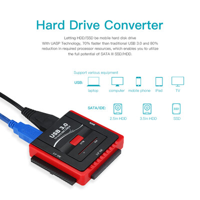

USB 30 To SATAIDE Adapter Hard Drive Converter for Universal 2535 HDDSSD Hard Drive Disk With Power Supply