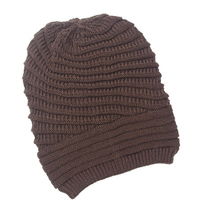 

Autumn Winter Hat Striped Knit Wool Hat Unisex Women Men Hedging Cap Solid Color Outdoor Warm Woolen Knitted Fold Hat
