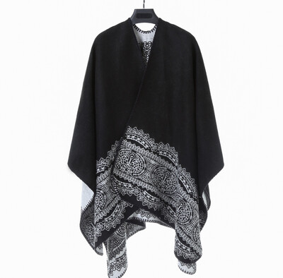 

Cross-border platform autumn&winter hot new European&American style fashion printed lace flowers imitation cashmere warm scarf