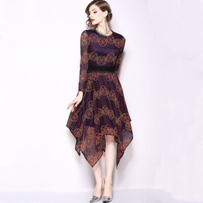 

2018 Autumn New Womens Lace Dress Floral Crochet Hollow Out Vestidos irregular Casual Slim Office Slim Party Dresses