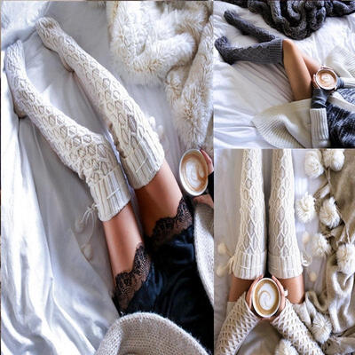 

Women Winter Cable Knit Over knee Long Boot Thigh-High Soft Warm Socks Leggings Sockings