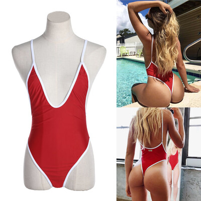 

Women European Fashion Sexy T-back One-piece Swimsuits Ladies Beachwear