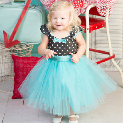

Kids Baby Girl Lovely Lace Dot Party Vintage Vestidos Princess Tulle Tutu Dress