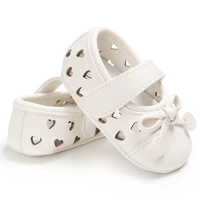 

Baby Girls Princess Shoes Kidsborn PU Leather Bow Hollow Heart-Shaped Soft Soled Anti-Slip Shoe
