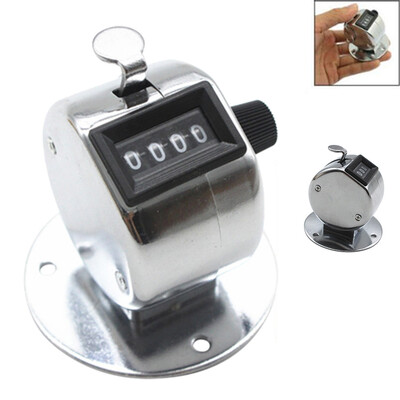 

〖Follure〗Hand Tally Counter with Base Digit Finger Ring Desktop Silver Tally 4 Digit Palm Counters
