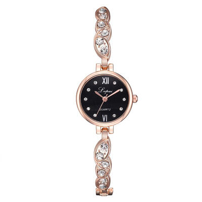 

Fashion Women Watches Rose Gold Disc With Rhinestone Bracelet Best Sell Clock Luxury Womens Quartz Wrist Watches New Clock