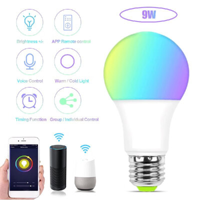 

AC100-240V 9W RGBW Wifi Conneted Intelligent Bulb Light E27 Base Socket Holder Supported Voice Control Music Mode 16 Millions C