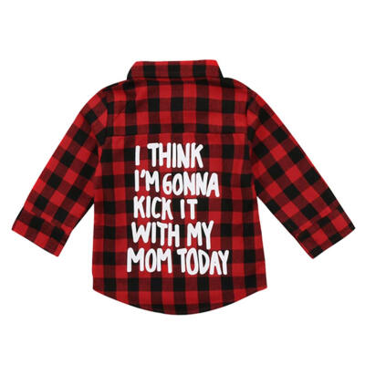 

Boys Girls Plaid Shirt Back Letters Cute Casual Toddler Long Sleeve Tops