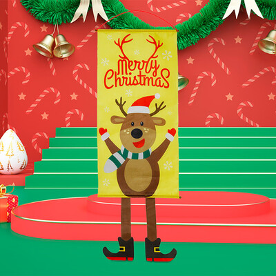 

Tailored Merry Christmas Ornament Santa Claus Banner Flag Door Window Hanging Xmas Decor