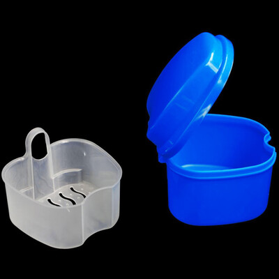 

〖Follure〗Denture Bath Box Case Dental False Teeth Storage Box with Hanging Net Container