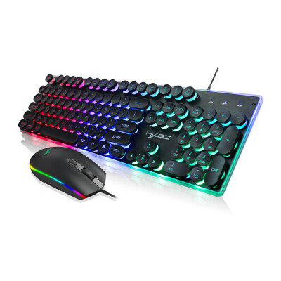 

HXSJ V300Y Colorful Backlight Gaming Keyboard Mouse Set RGB Glowing USB Multimedia Ergonomic Mouse Keyboard Combos