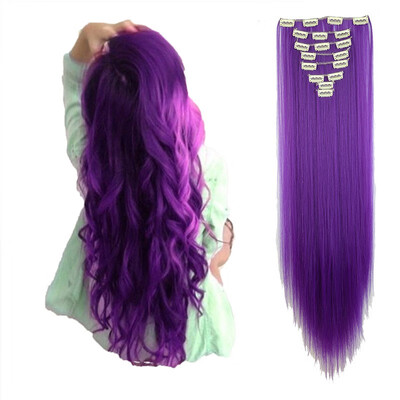 

8 PcsSet Fashion Long Curly Wavy Straight Clip In Hair Extension Sexy Heat Resistant Party Hair Natural Synthetic Hair For Women