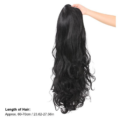 

Synthetic Fiber Hair Wigs for Women Hair Styling High Temperature Heat Resistant 28 Inch Hair Wig Black with Wig Cap