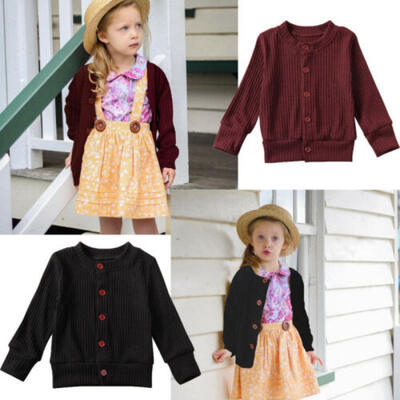 

Toddler Kids Baby Girls Knitted Sweater Cardigan Coat Long Sleeve Tops Outwear