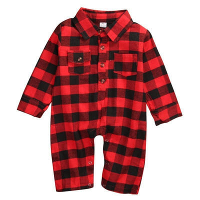 

Newborn Infant Baby Boy Cotton Plaid Romper Bodysuit Jumpsuit Clothes Outfits