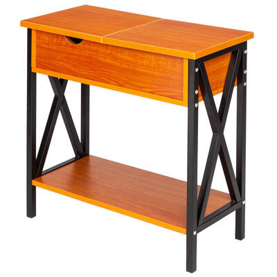 

Top Flip Top Wood Sofa Side End Table Side Orgainzer Hinged Moving Nightstand