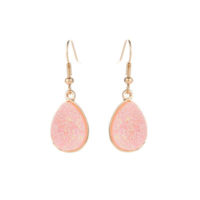 

Fashion Women Water Drop Drusy Dangle Hook Earrings Unique Party Jewelry Gift