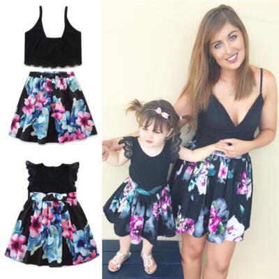 

Family Clothes Ladys Mother Daughter Matching Summer Baby Girl Dress Outfit