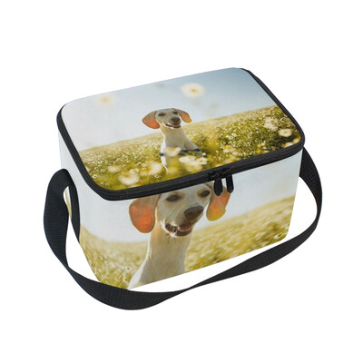 

ALAZA Lunch Box Insulated White Dog Portrait Lunch Bag Large Cooler Tote Bag for Men Women