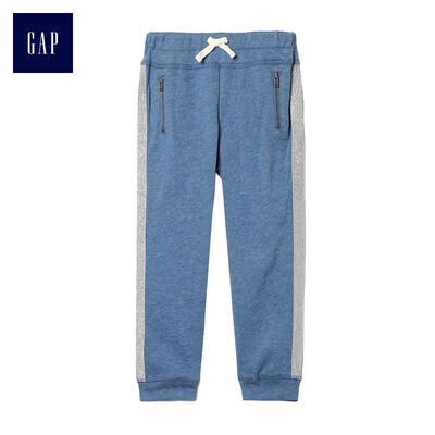 

GAP flagship store female youth shining splicing elastic waist beam mouth sweatpants 398408 navy blue 12-18M