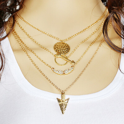 

Fashion Exaggerated Multi-layer Necklace Wings Arrow Scale Pendant Women Decoration Jewelry