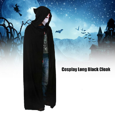 

Halloween Party Cosplay Clothing Long Black Hooded Cloak Big Cosplay Devil Cloak 165m for Grown up