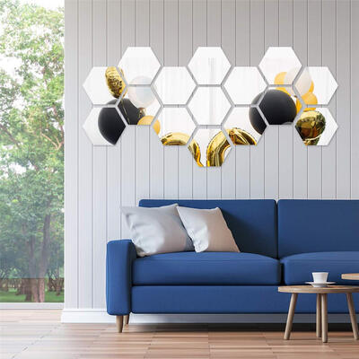 

6TXD Mirror Wall Stickers Mirror Art DIY Home Decorative 3D Hexagonal Acrylic Mirror Wall Sheet