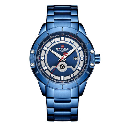 

NAVIFORCE Stainless Steel Band Quartz Wristwatch Fashion Outdoor Sports Multifunctional Watch 3ATM Waterproof Luminous Man Watch N