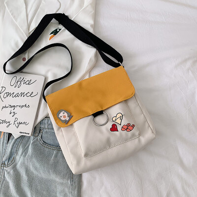 

Japanese small fresh ins sail cloth oblique satchel 2019 new Korean version of 100 cute one-shoulder literature&art small bag