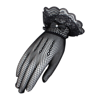 

Ladies Lace Gloves Fish Net Bowknot Party Prom Wedding Bride Wrist Mittens