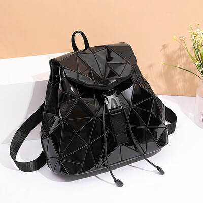 

Lingge backpack geometric drawstring short female backpack casual trend shoulder bag cross-border laser bag